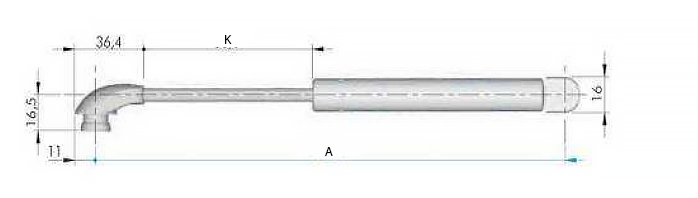 Gas spring LIVENZA ITALIANA F L355 160N (COMPACT-Soft Stop)