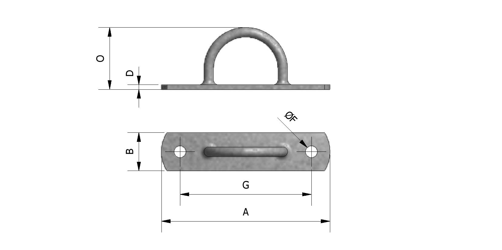 Technical image of Offset lashing ring, galvanised, round with reference number 552100