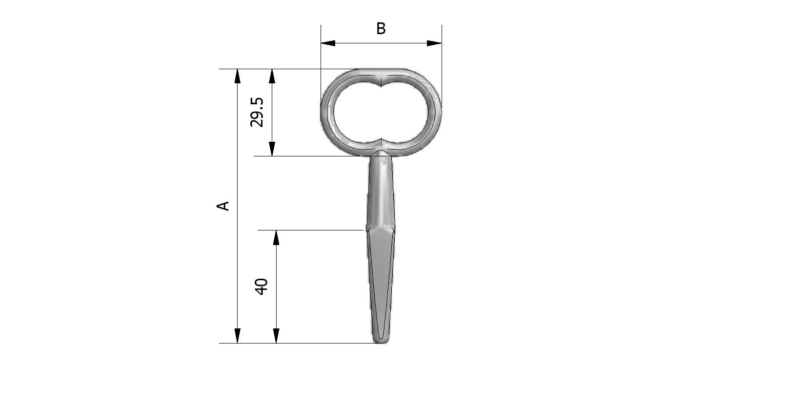 Dessin technique - Clé carrée,passe partout, petit modèle avec numéro de référence 430405