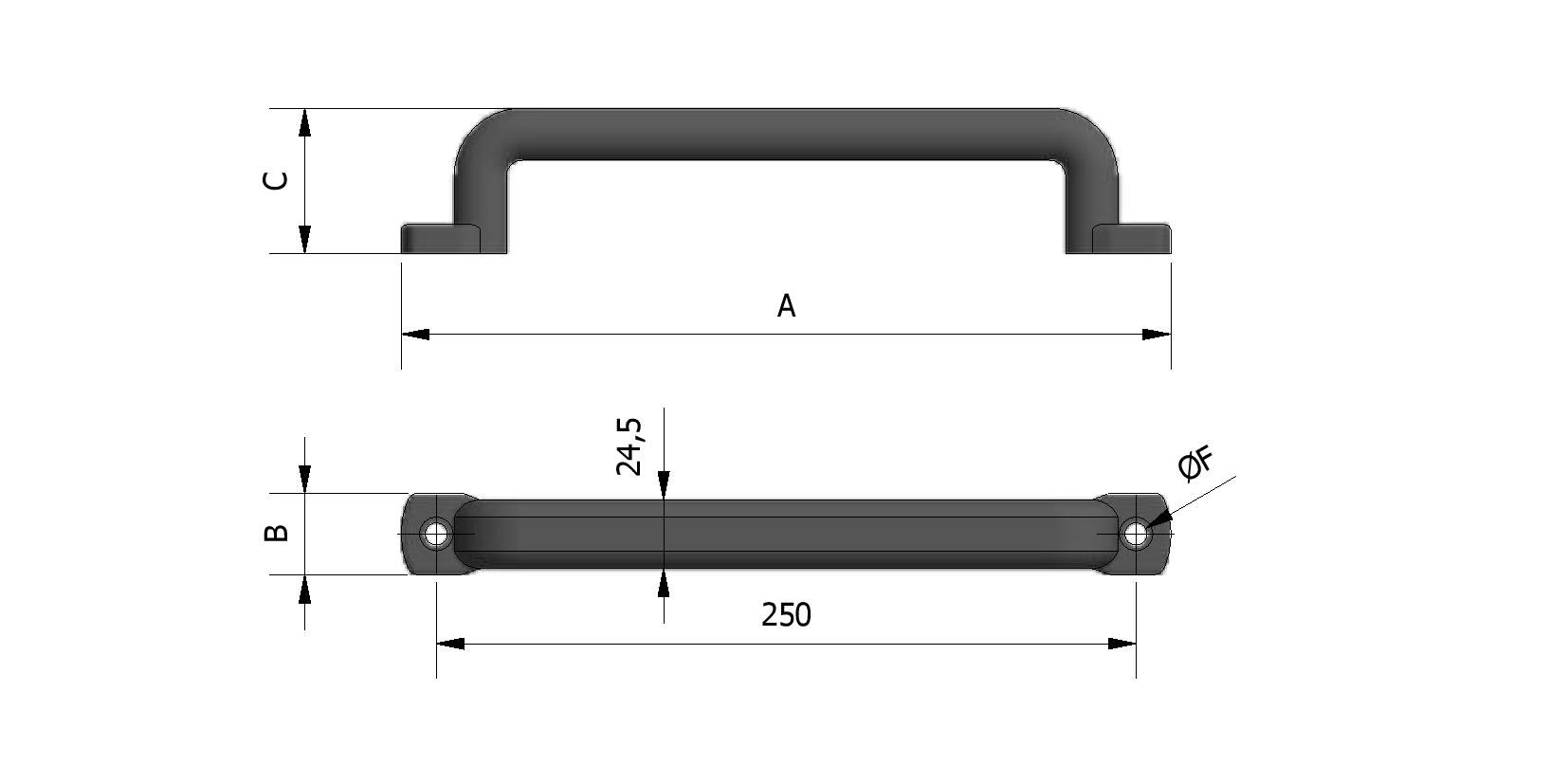 Technische tekening van Handvat, Eigab, groot model met referentienummer 431020