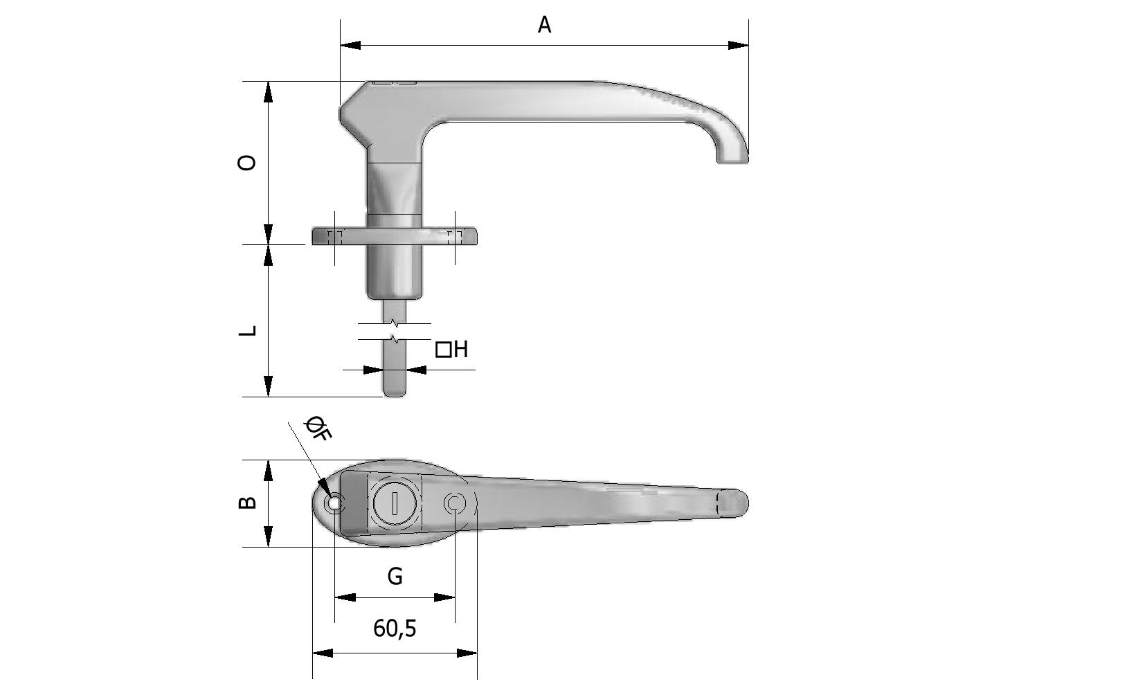 Technische tekening van Poignée, rozet 44mm met referentienummer 430031