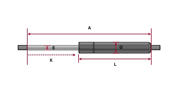 Gas spring Suspa 16-1-77-50-AM6-BM6 40N