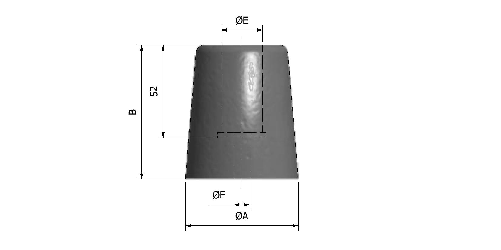 Technische Zeichnung von Rundpuffer, Ø65x75mm Mit Referenznummer 295350