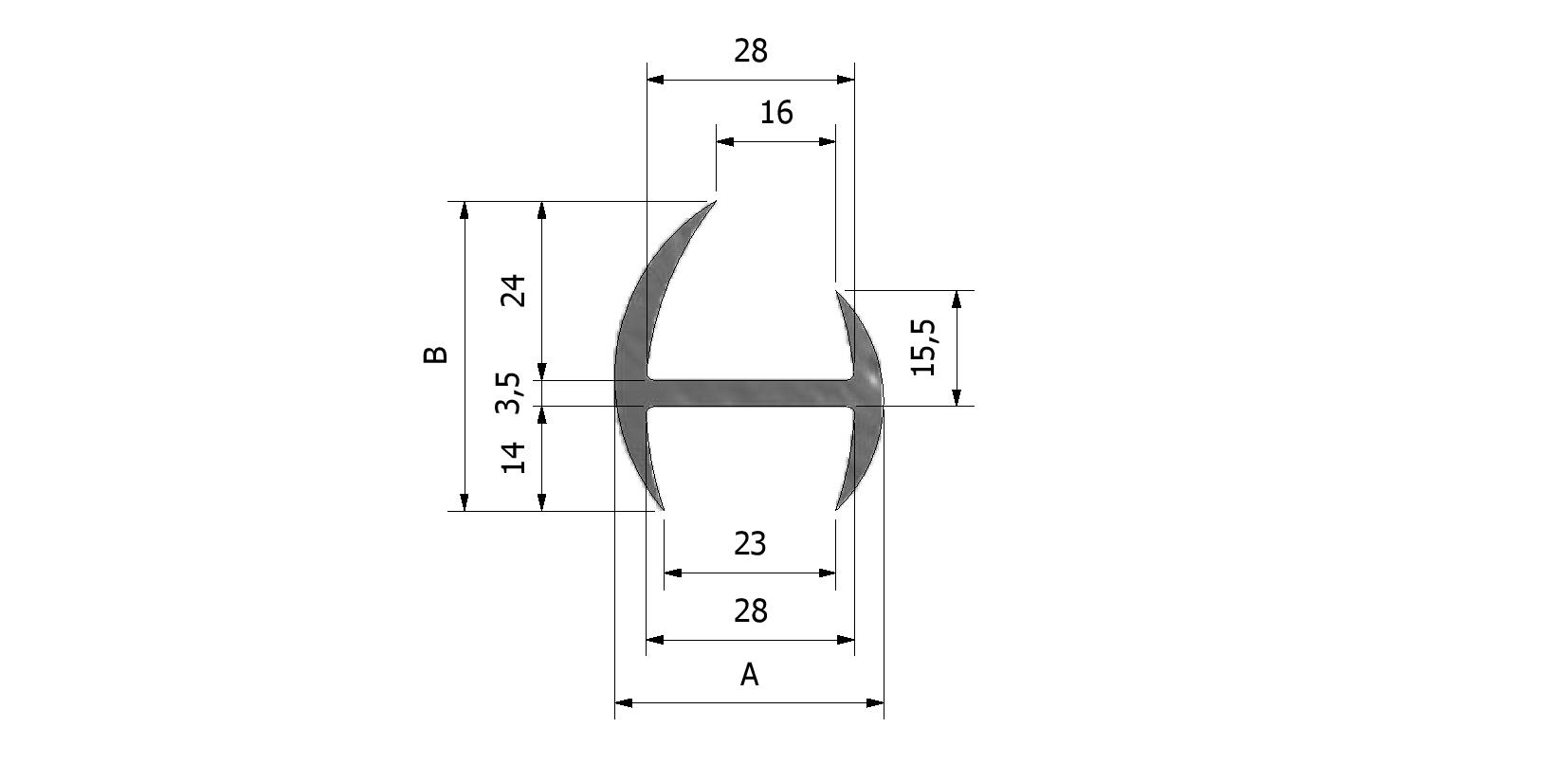 Technische tekening van Containerrubber soepel met referentienummer 220610