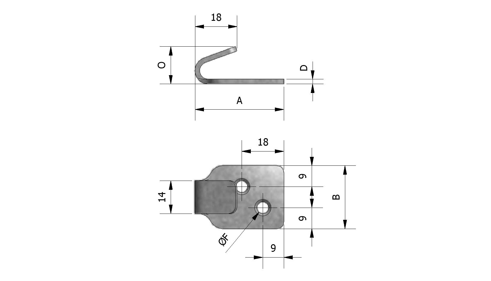 Technische Zeichnung von Plankrampe, Aluminium Mit Referenznummer 550110