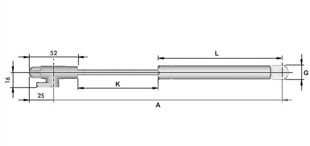 Gas spring LIVENZA ITALIANA F L244 180N (KRABY, Soft Stop)