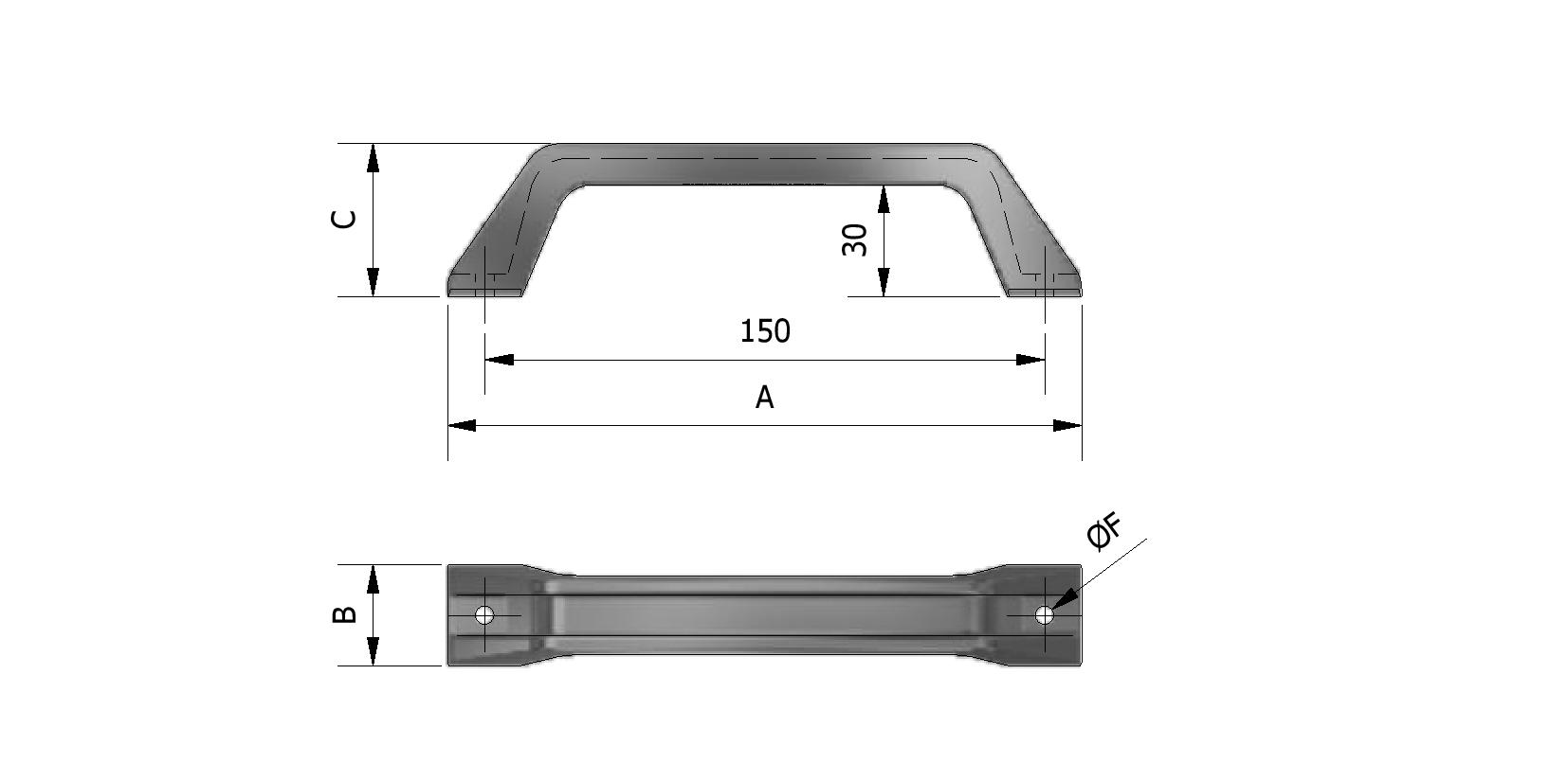 Technische Zeichnung von Handgriff, kleines Modell Mit Referenznummer 431015