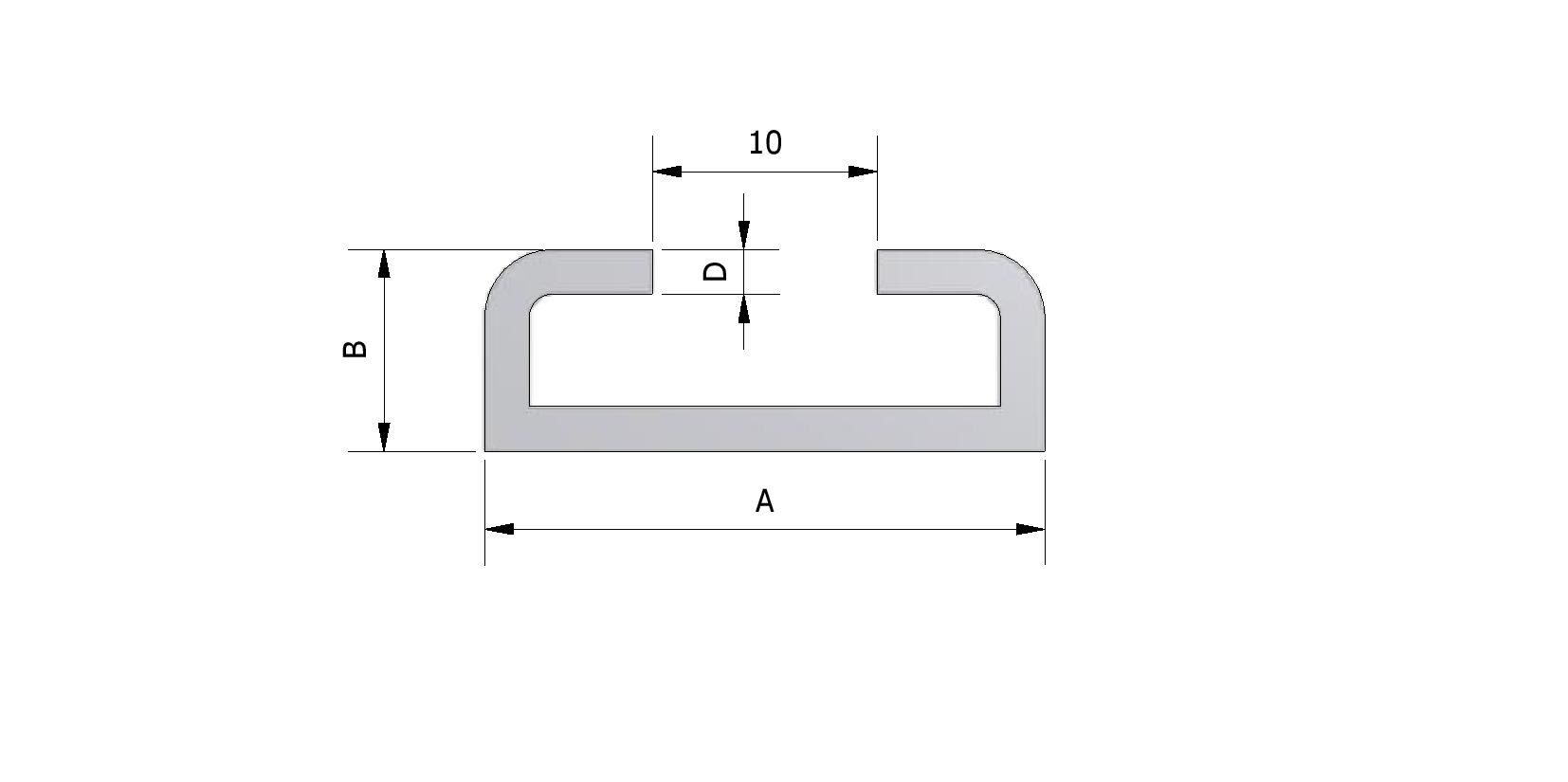 Technische tekening van Aluminium laadklepprofiel met referentienummer 100290