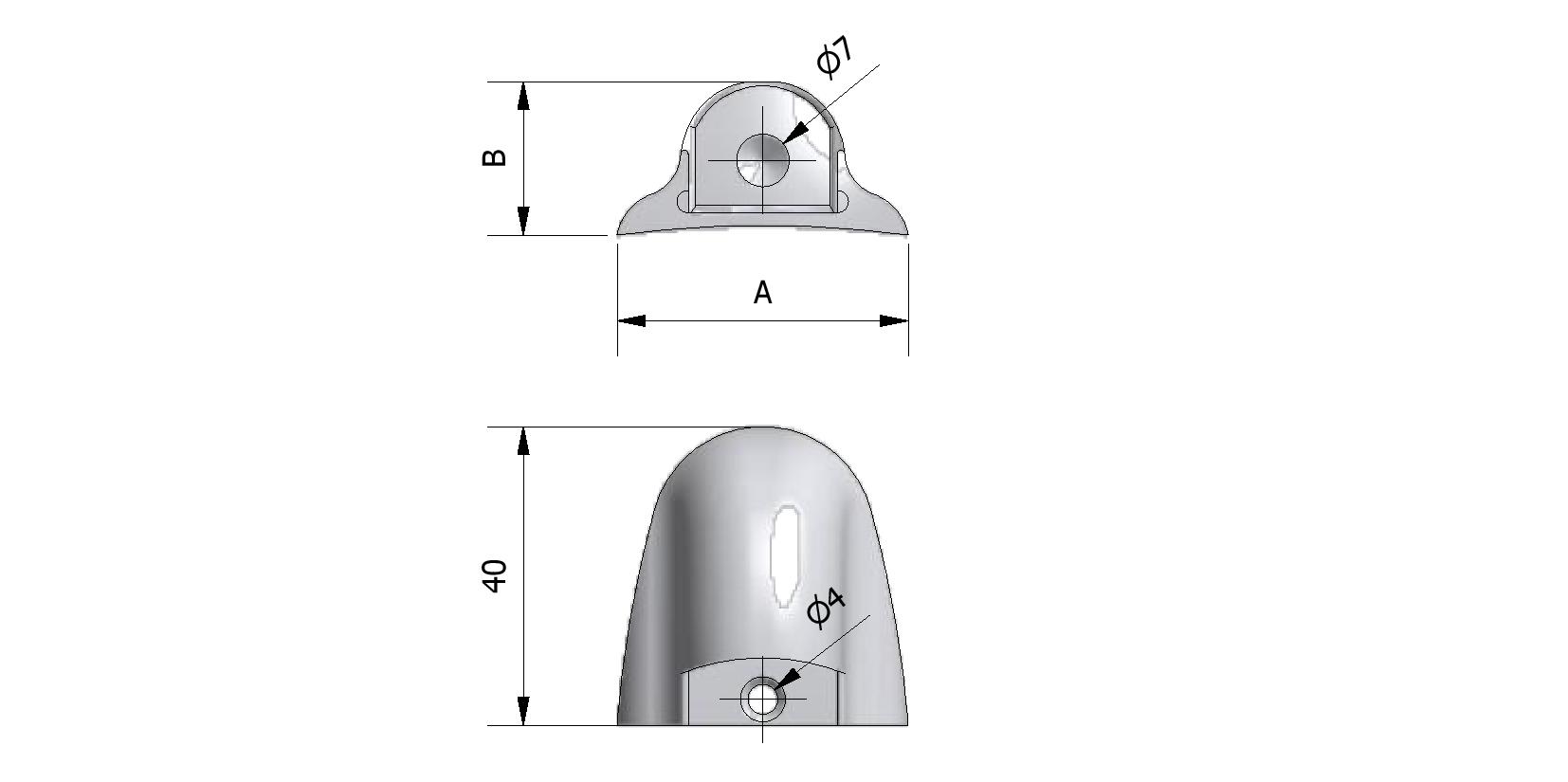 Dessin technique - Embout pour moulure de butoir avec numéro de référence 110060