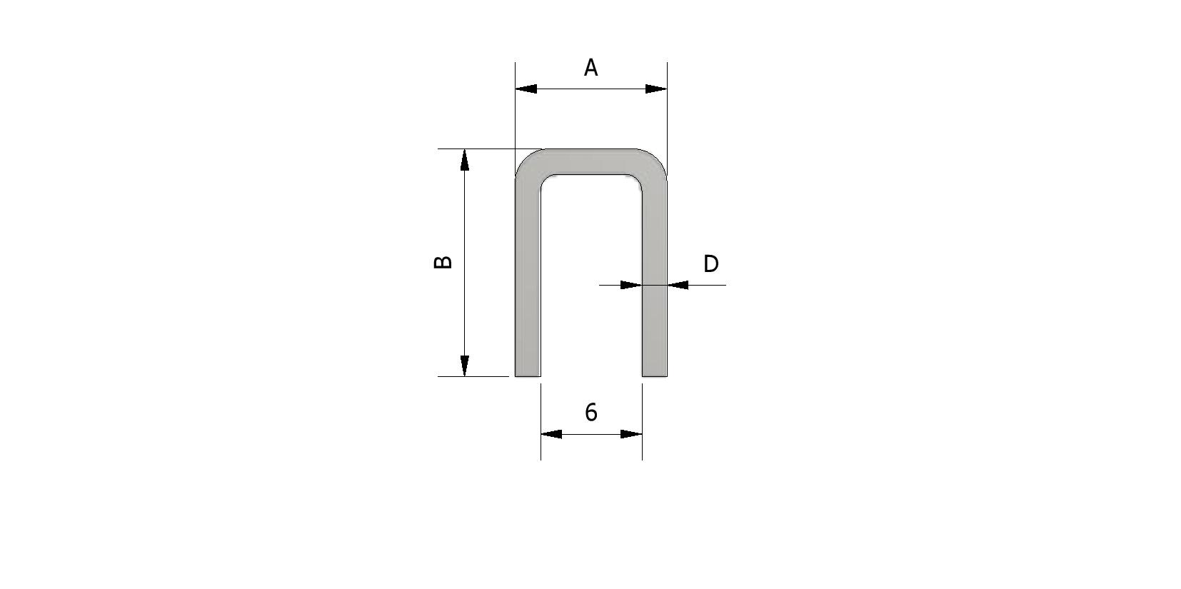 Technische tekening van U-profiel SBR, 13,5x9x1,5 mm met referentienummer 220050