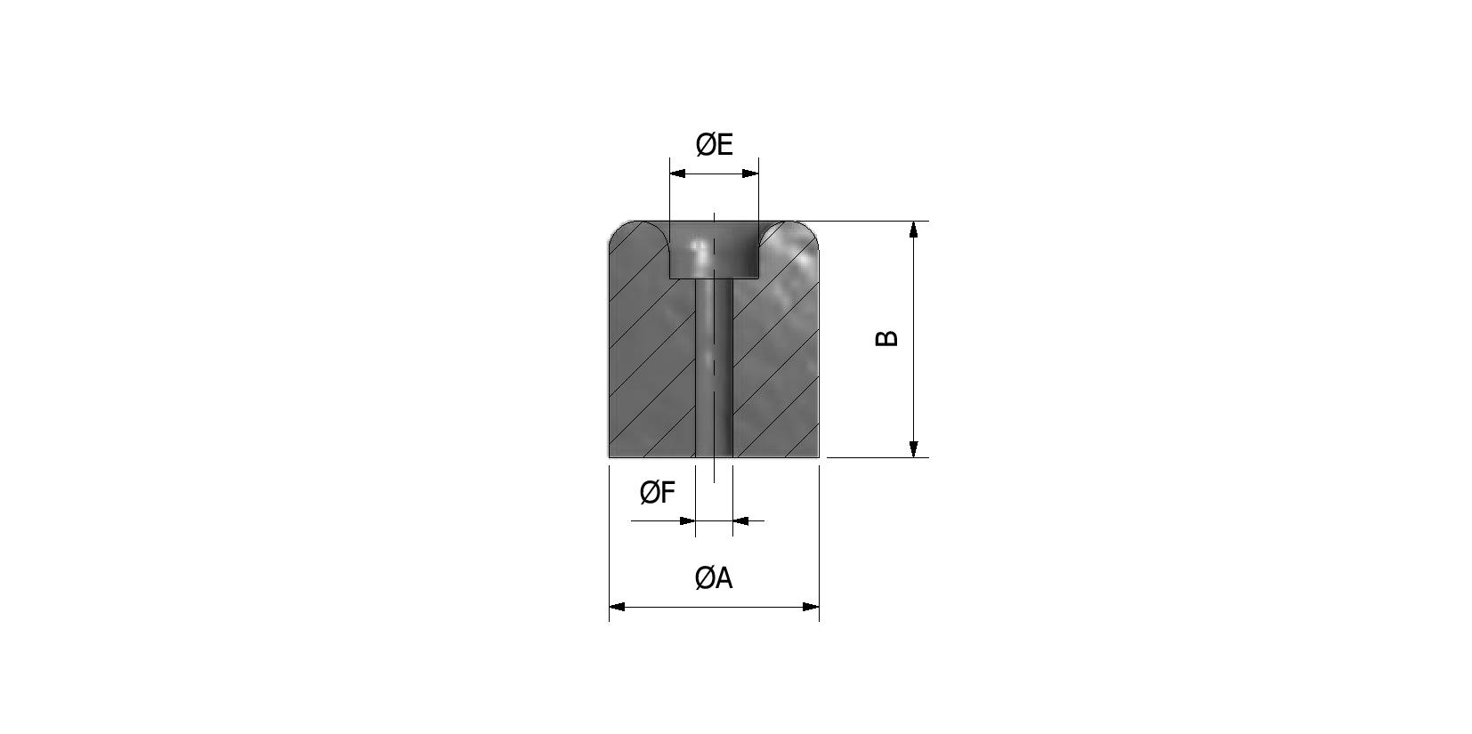 Technische tekening van Ronde buffer, Ø20x22,5 mm met referentienummer 295220