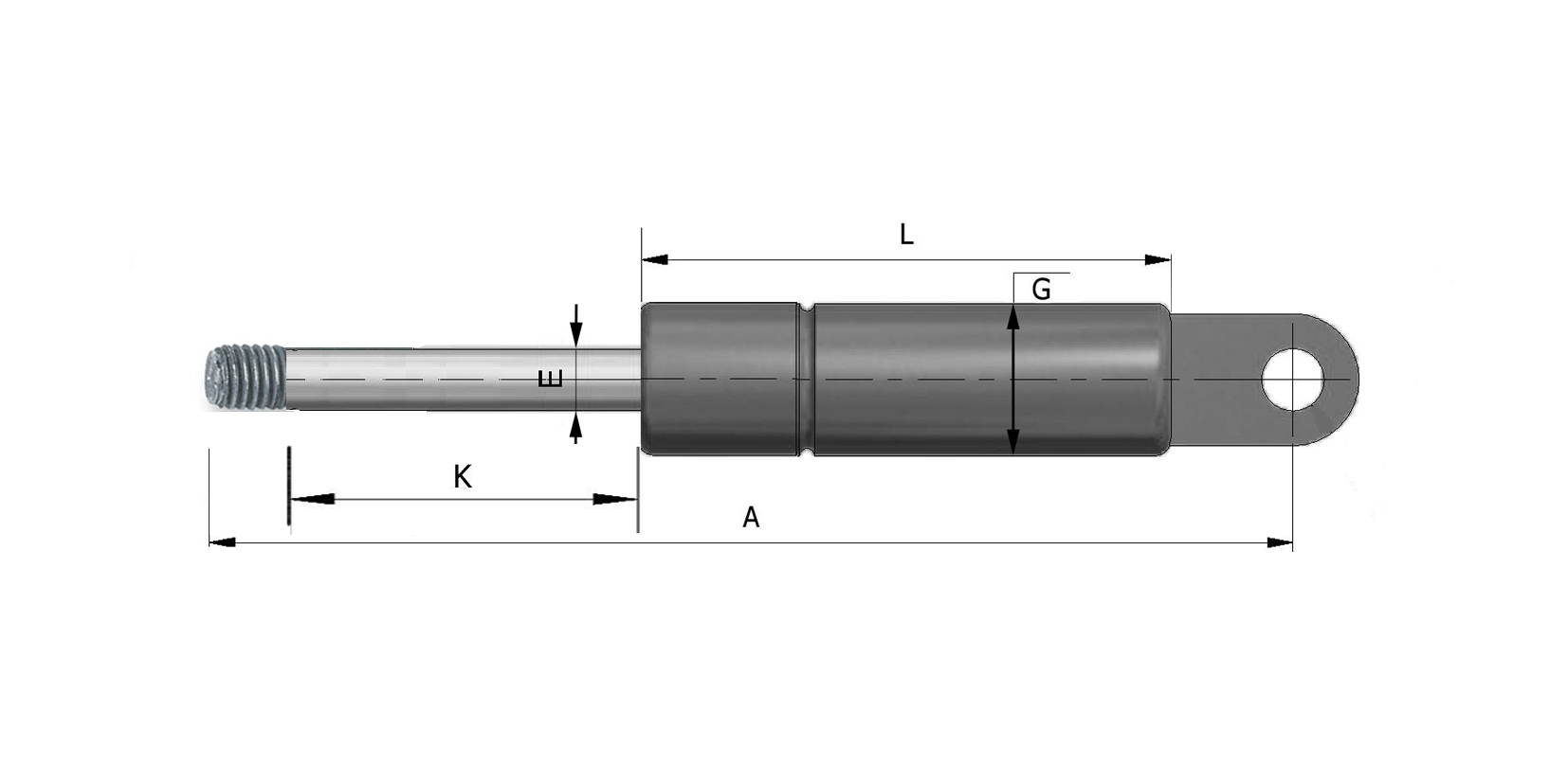 Vérin à gaz Suspa 16-1 016 12241 60N