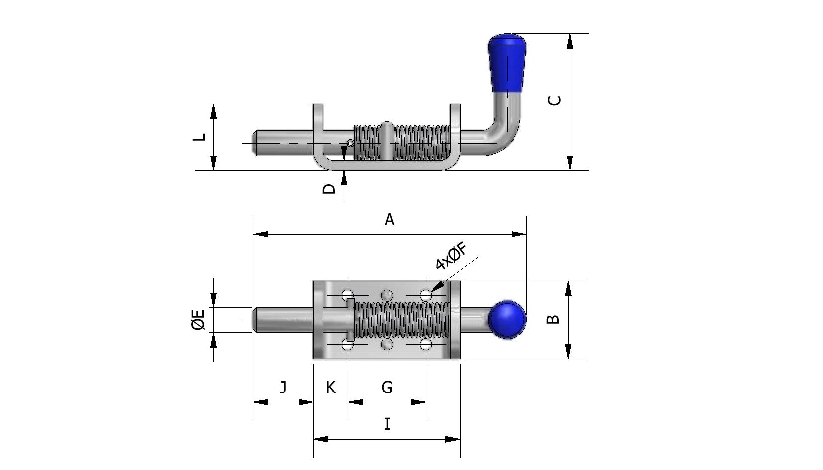 Technical image of Spring bolt with locking pin with reference number 410110