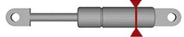 Image illustrating the diameter of a gas spring cylinder