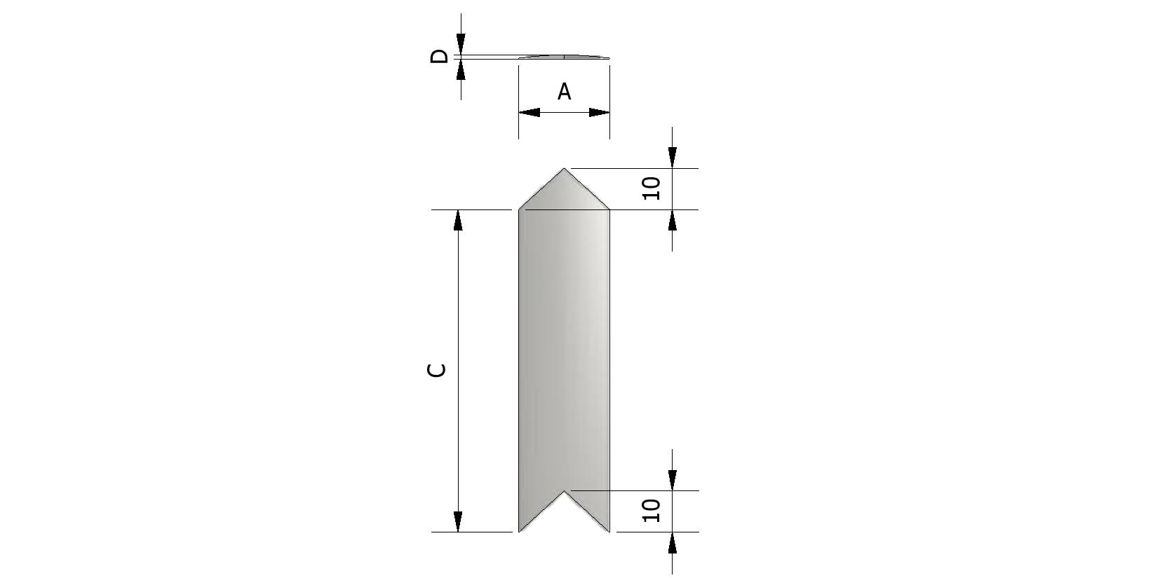 Technische tekening van Afwerkplaatje voor containerrubber, grijs met referentienummer 220621