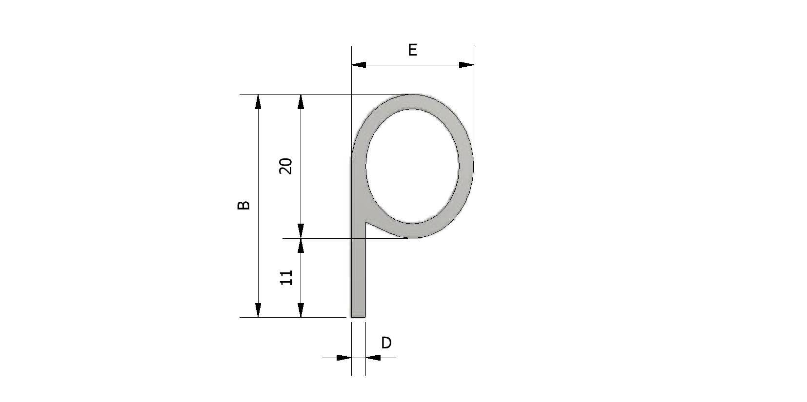 Dessin technique - Joint 'P' en caoutchouc, Ø17x31, SBR avec numéro de référence 220425