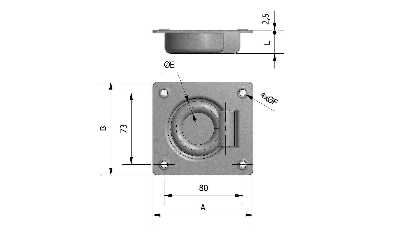 Technische tekening van Inbouwring, zwaar model met referentienummer 551082