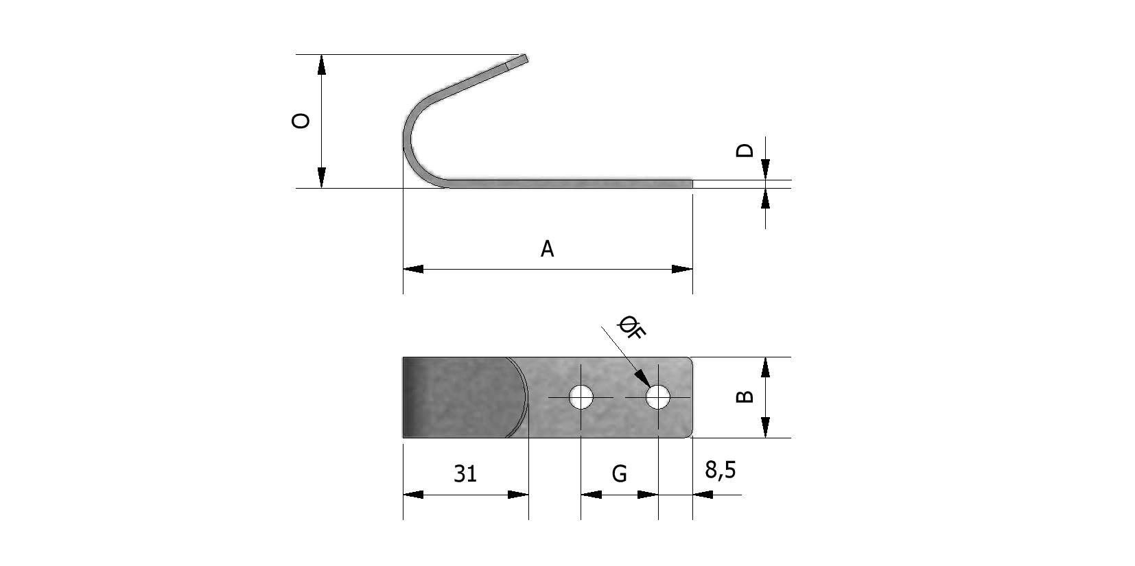 Technische tekening van Bachehaak met referentienummer 550120