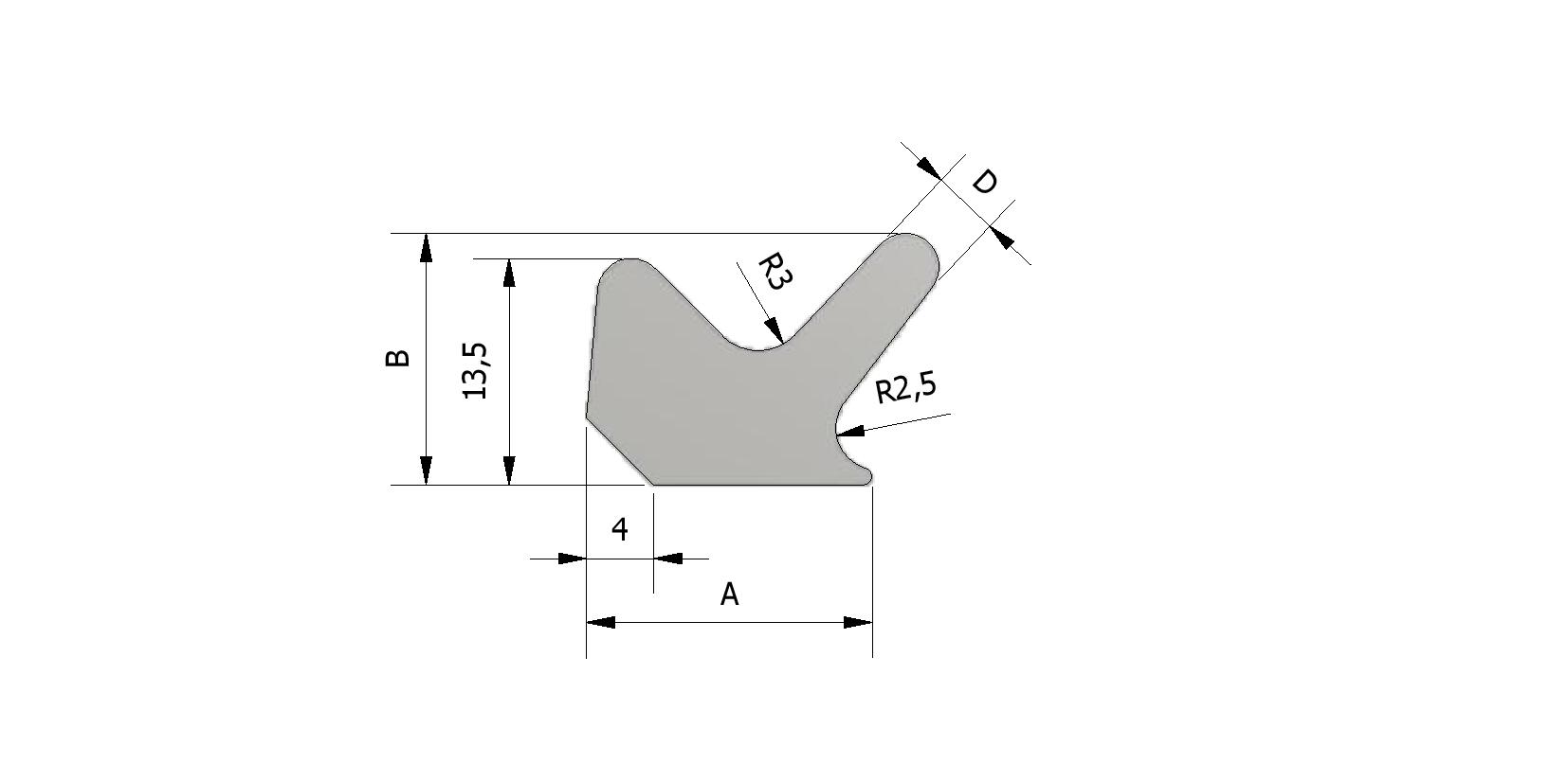 Technische tekening van Mousseprofiel, 17x15 met referentienummer 212230