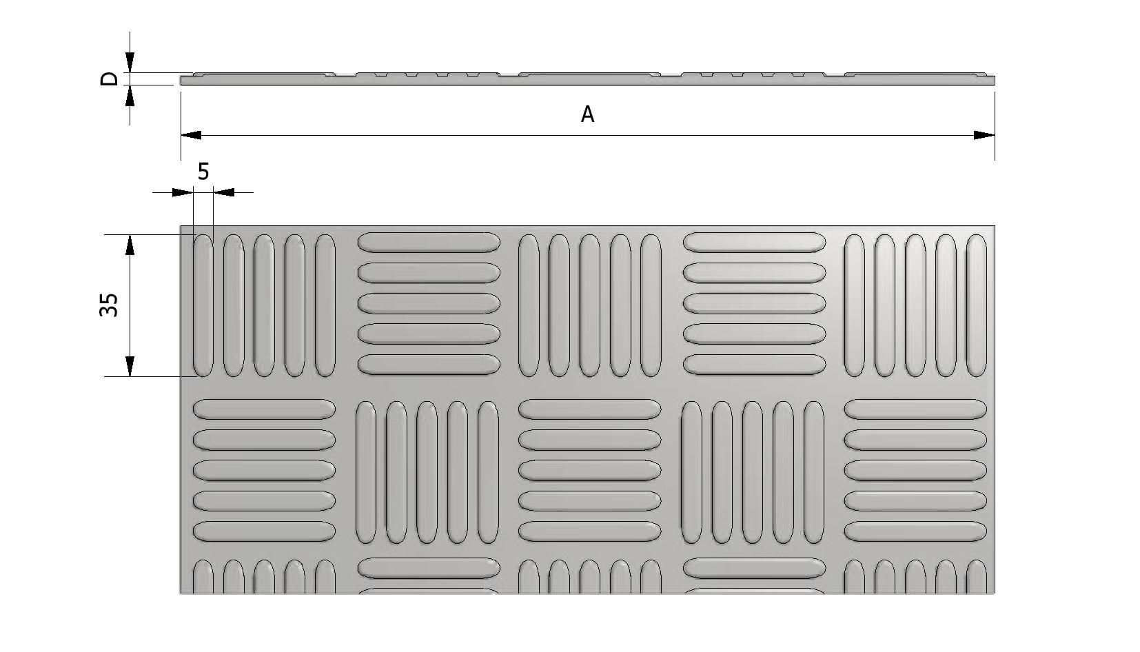 Technische Zeichnung von Gummi Diamant Platte, 1250x3mm Mit Referenznummer 240085