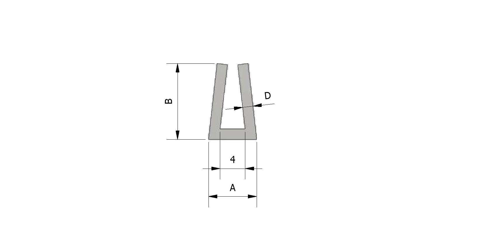 Technische tekening van U-profiel EPDM, 11x7x1,5 mm met referentienummer 220021