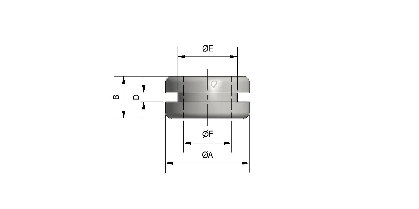 Technische tekening van Kabelring, rubber, Ø10 mm met referentienummer 245026