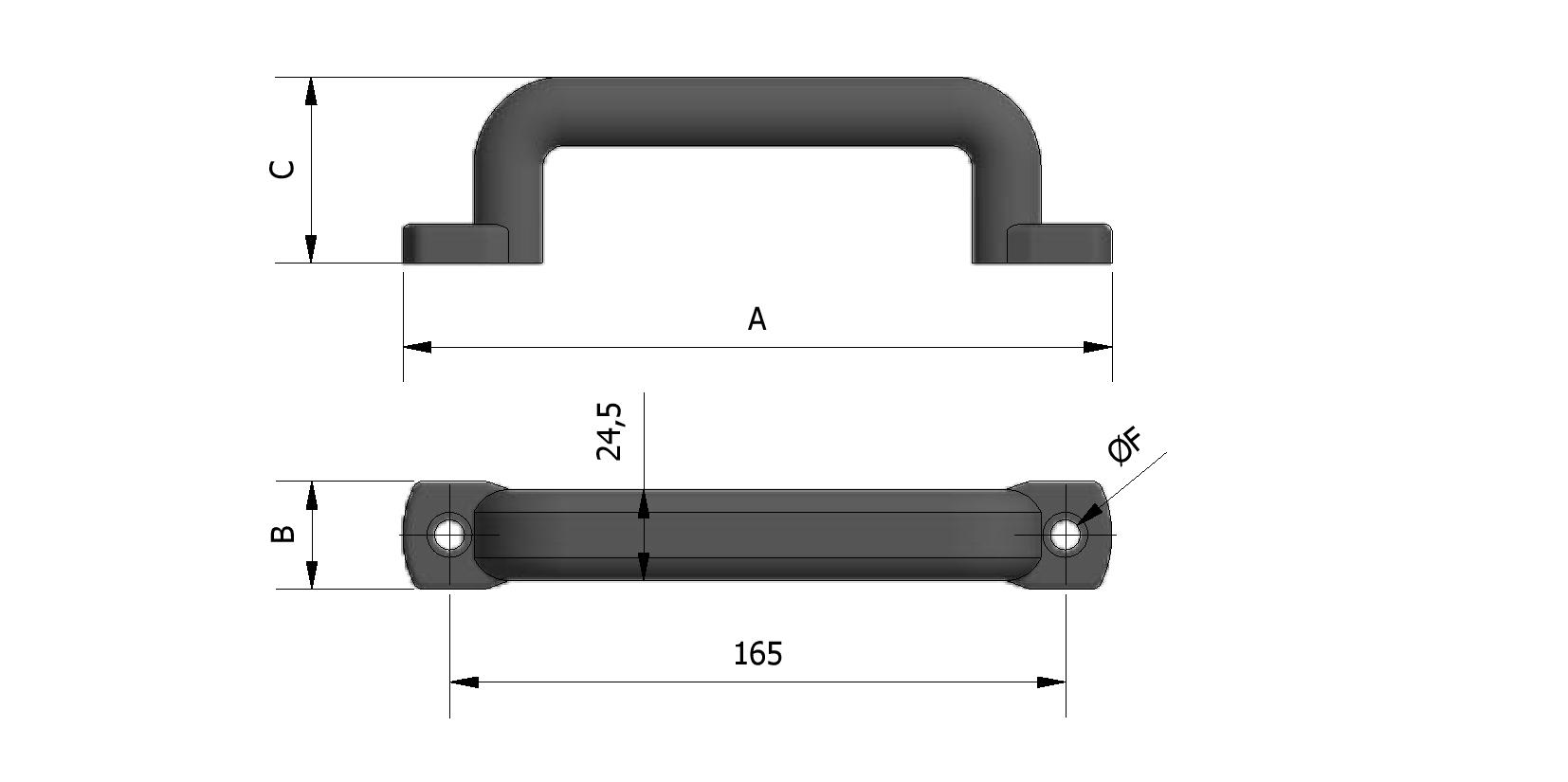 Technische tekening van Handvat, Eigab, klein model met referentienummer 431021