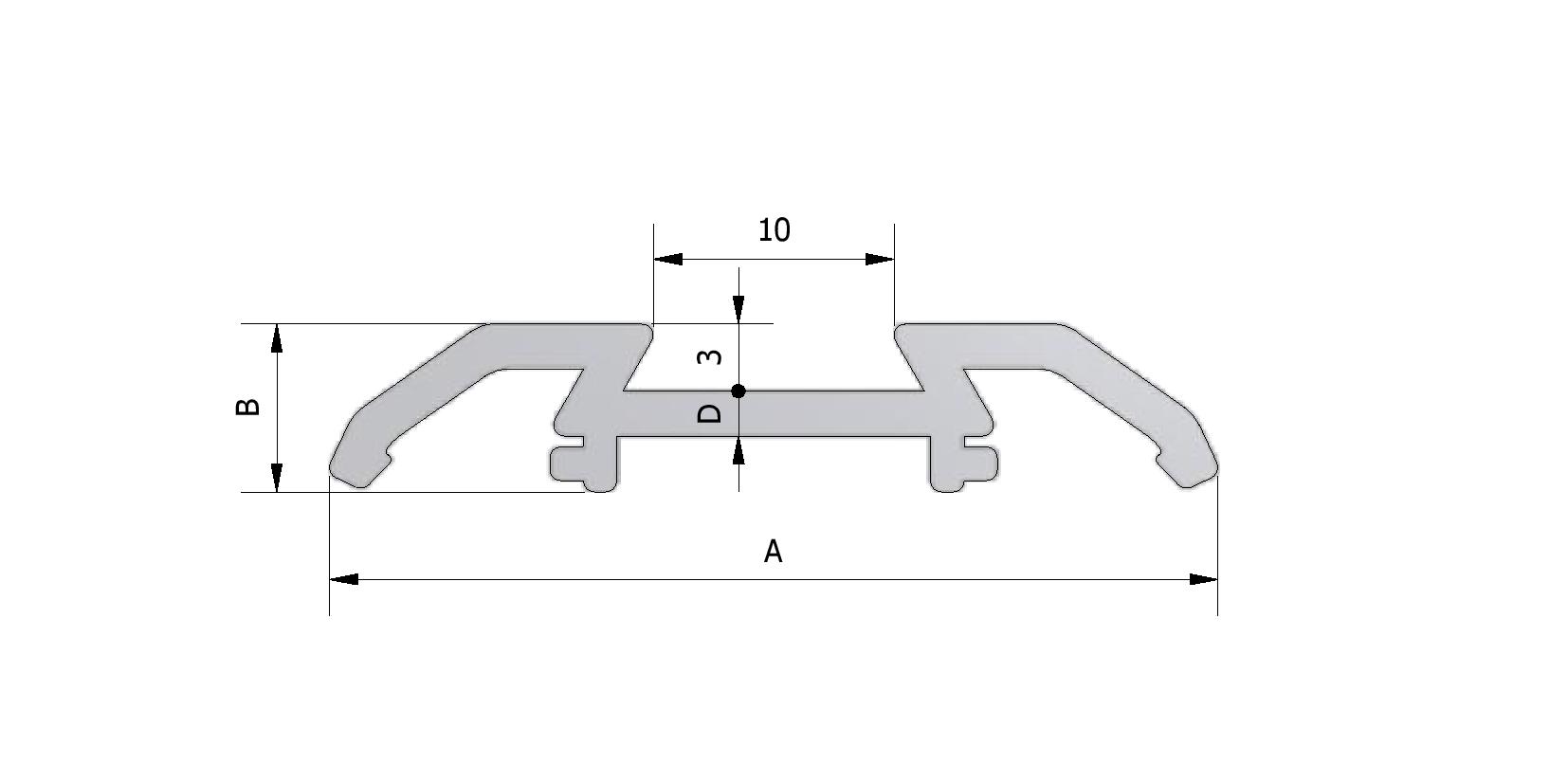 Technische tekening van Sierlijst voor PVC-bies, 40 mm met referentienummer 100140