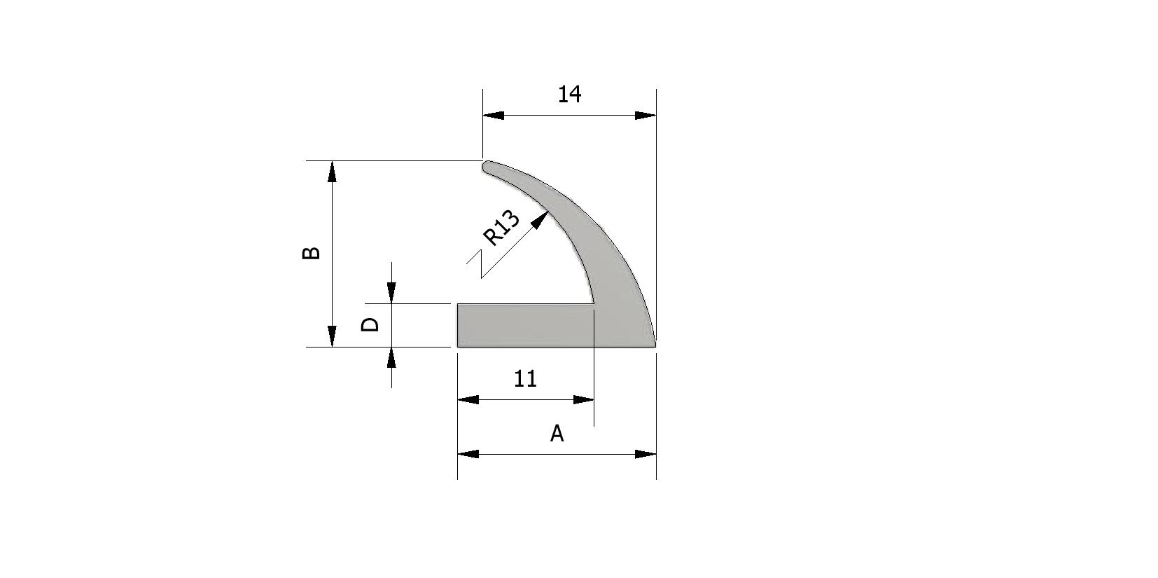 Technische tekening van Mousseprofiel, 16x15 met referentienummer 212101