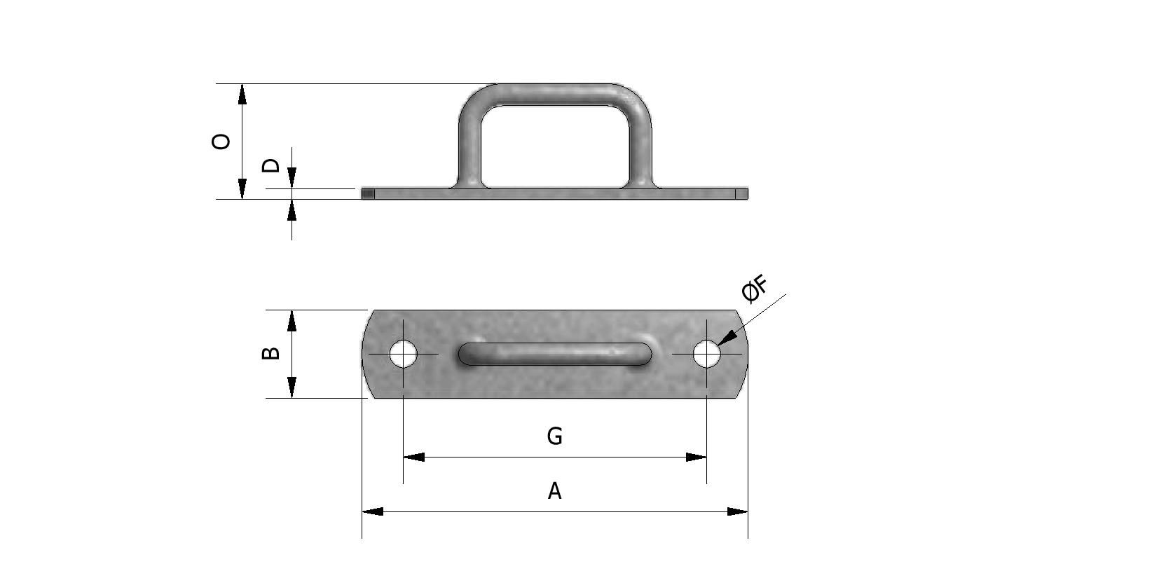 Technische tekening van Bachebrug, verzinkt, plat met referentienummer 552010