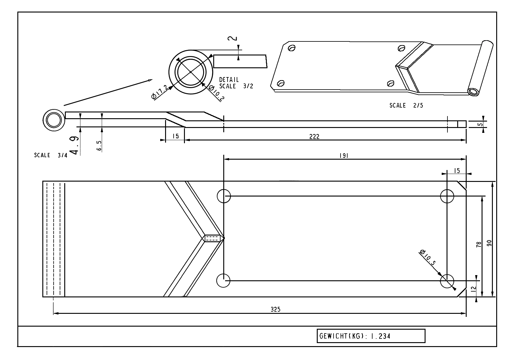 Achterdeursch.90x325x5mm Inox/RVS/staal/10900601