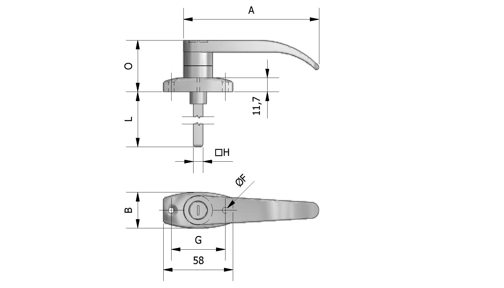 Technische tekening van Poignée voor schaal, rozet 45mm met referentienummer 430210