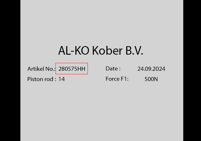 Étiquette Al-Ko avec indication de référence et de puissance.