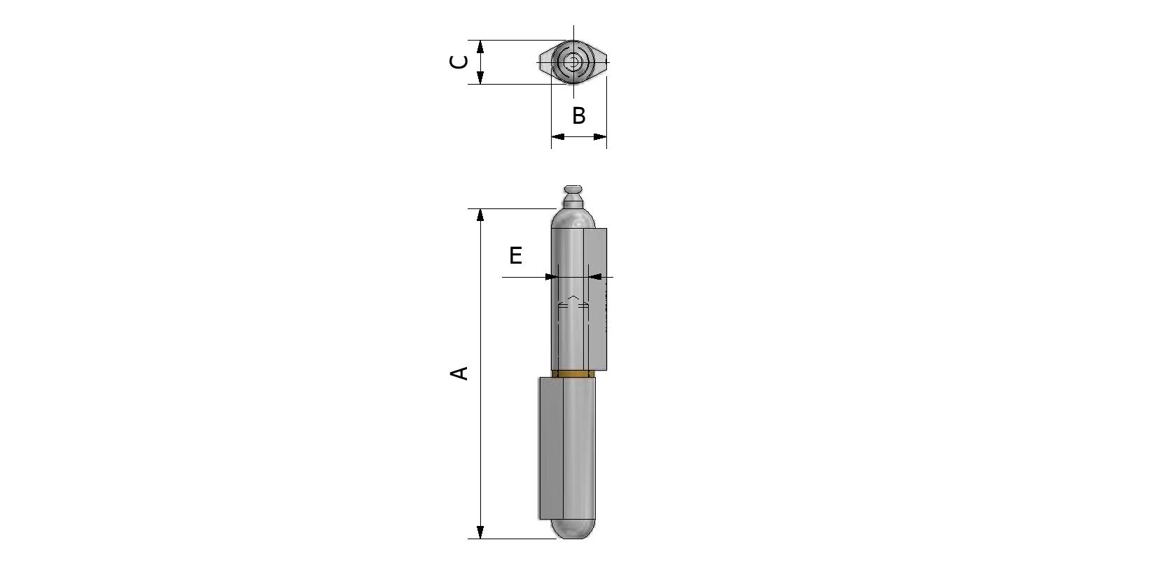 Technische Zeichnung von Anschweißbandrollen mit Schmiernippel Mit Referenznummer 355121