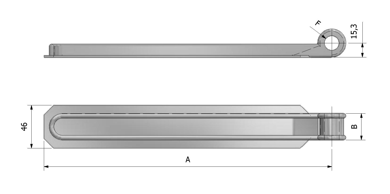 Technische tekening van Klepscharnier M -profiel met referentienummer 325031