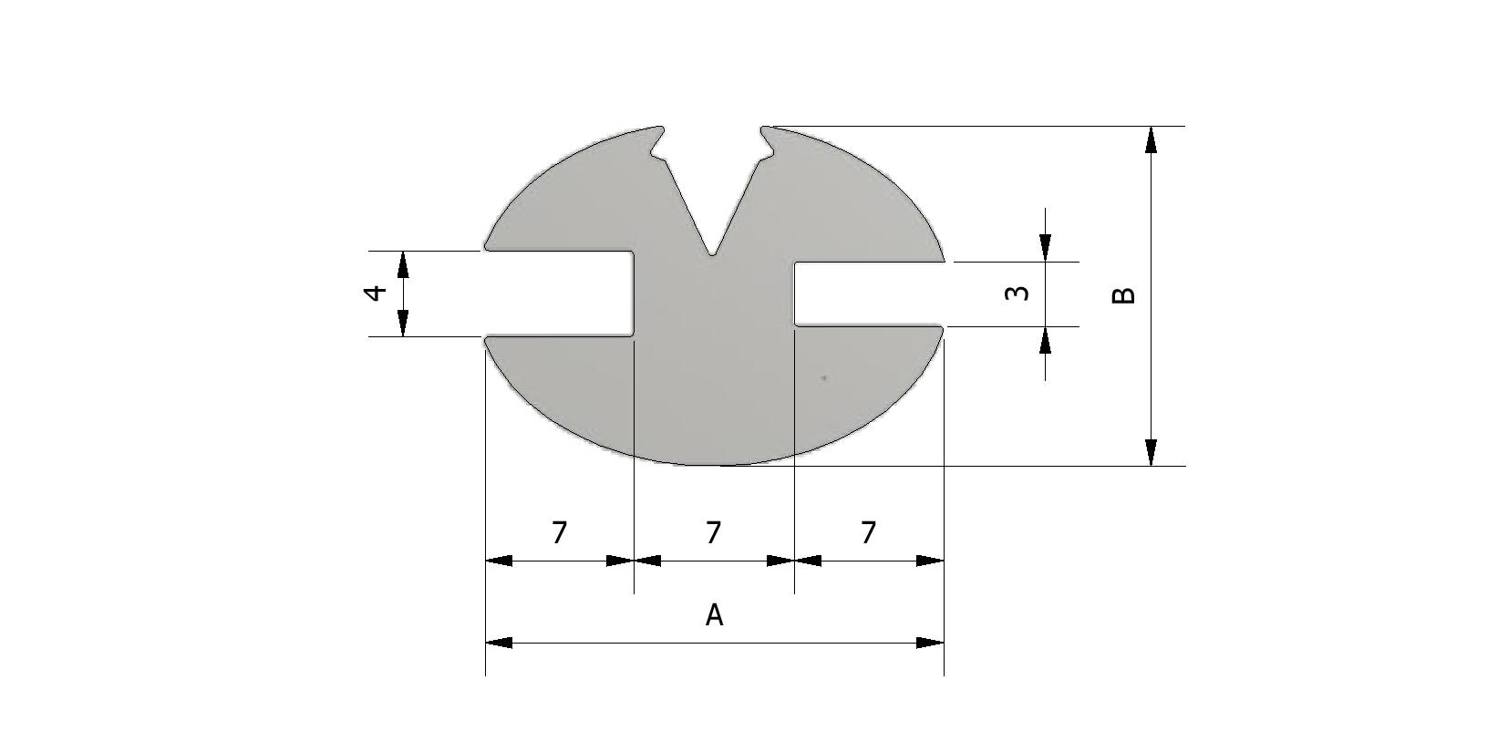 Technische tekening van Ruitenrubber, 21x16 met referentienummer 220170