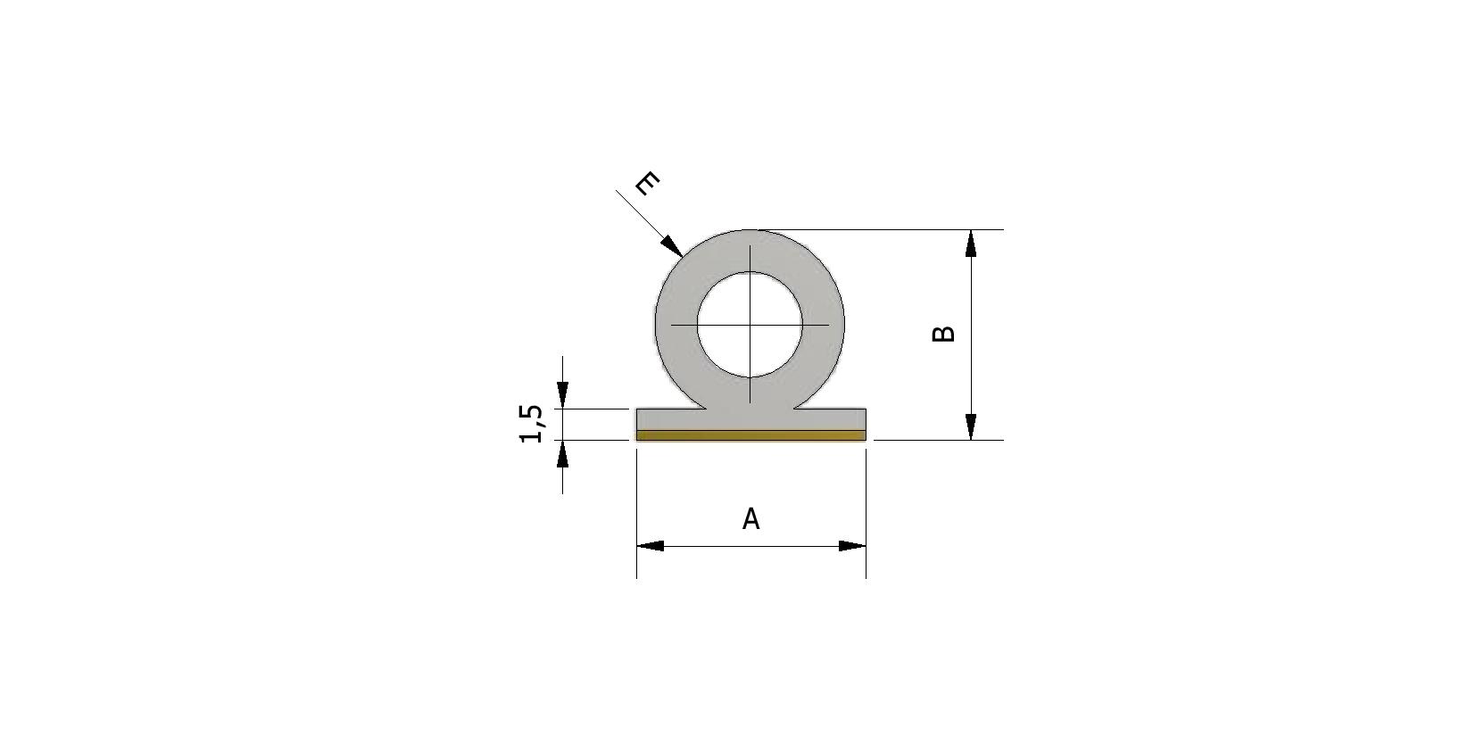 Technische tekening van Rubber afdichting Ø9 mm, zelfklevend met referentienummer 220480