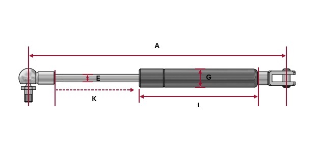 Gas spring Protempo G6 15 100 1 257 WG22 GA20 63N