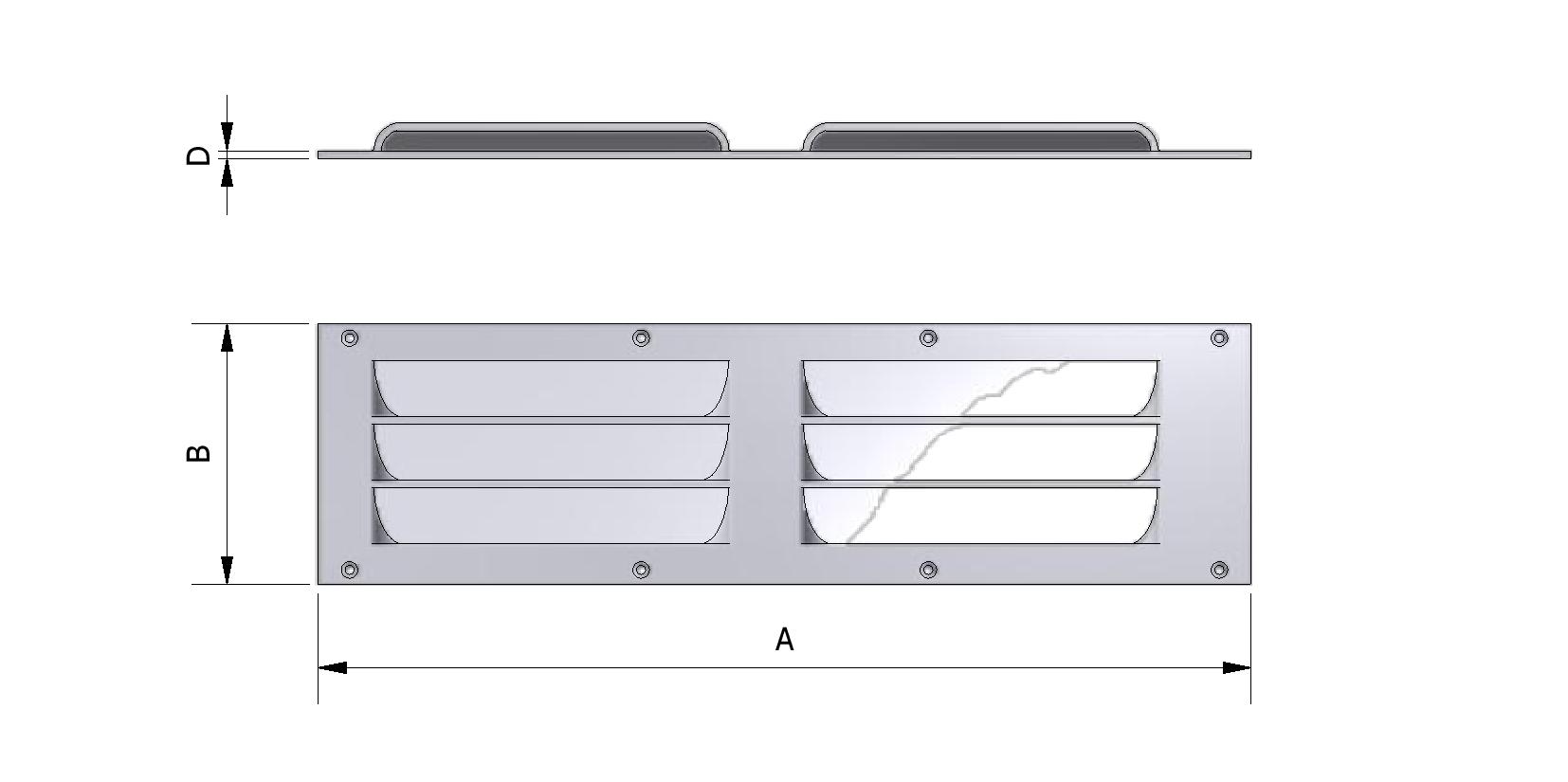 Technische tekening van Verluchtingsrooster, PVC met referentienummer 700210