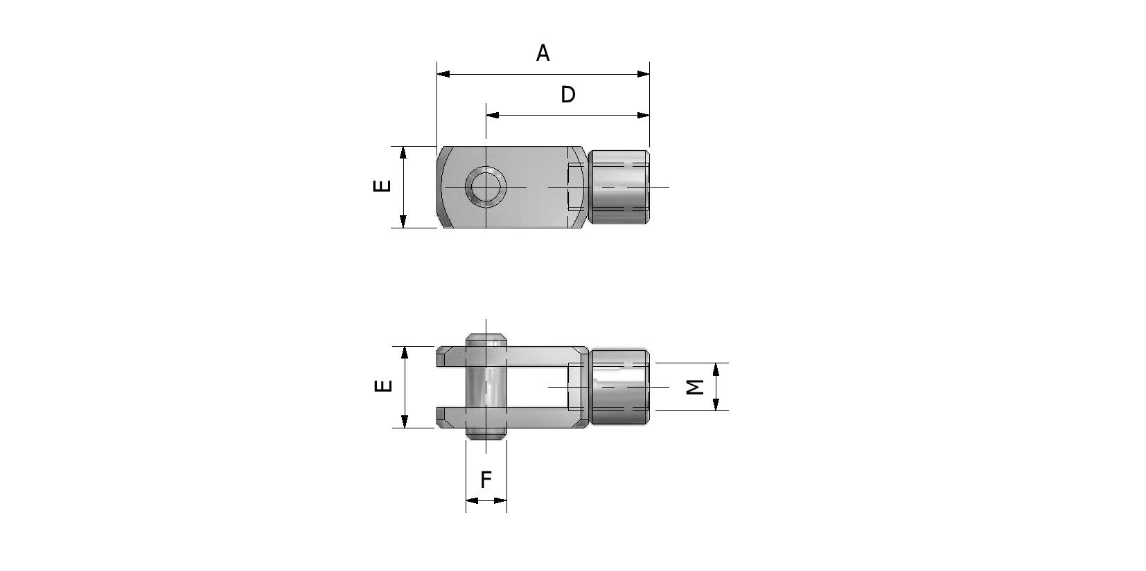 Dessin technique - Fourche pour verin à gaz avec numéro de référence 870054