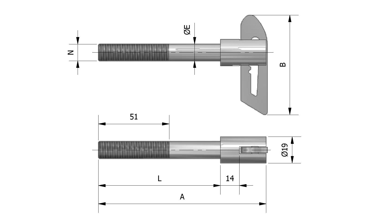 Technische tekening van Tuimelslot met lange draad met referentienummer 425025