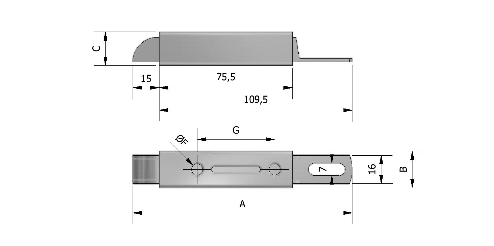 Technische tekening van hulpslot 4.10.010