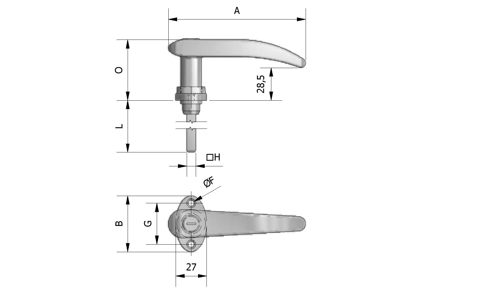 Technische tekening van Poignée, rozet 36mm met referentienummer 430011