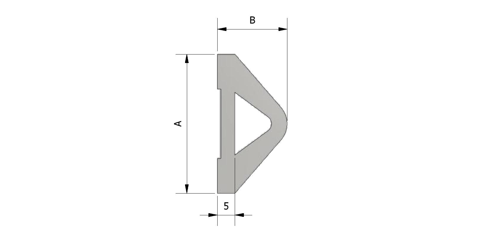 Technische tekening van Stootprofiel rubber, EPDM, zelfklevend, groot met referentienummer 220330