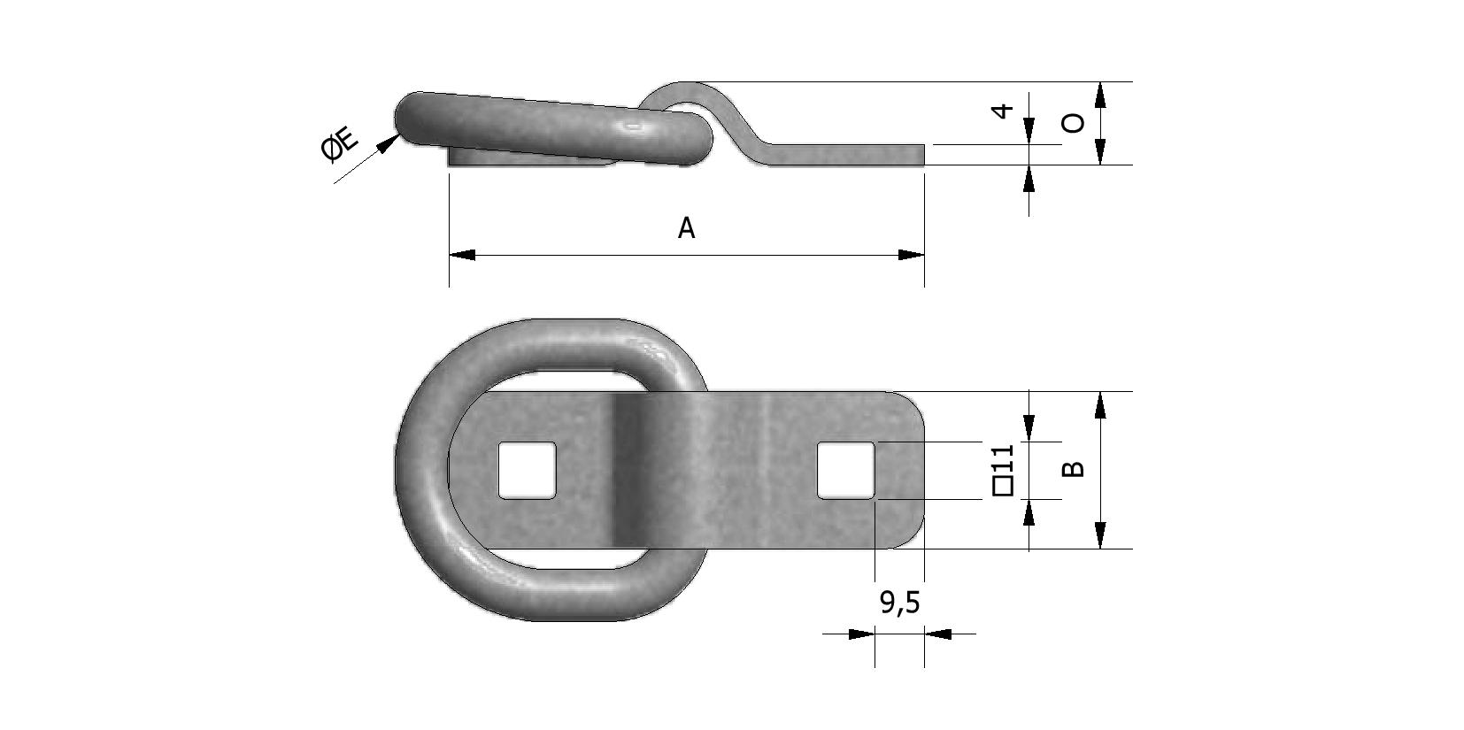 Technische tekening van Opbouwring met referentienummer 551075