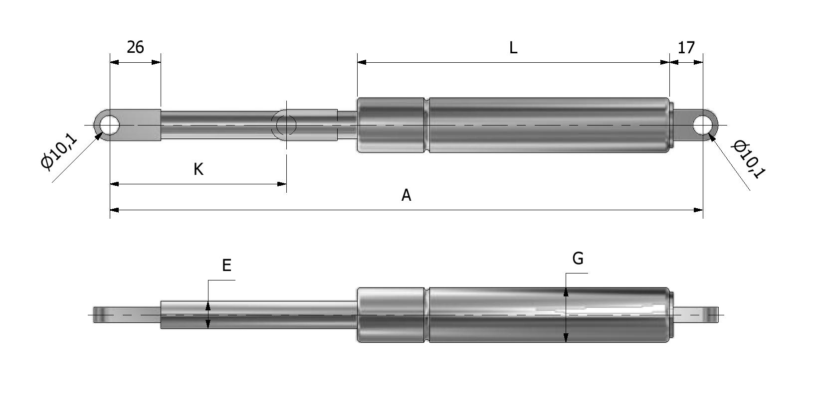 Technische tekening van Gasveer ø14 - ø28 - oog 26/17 met referentienummer 850310