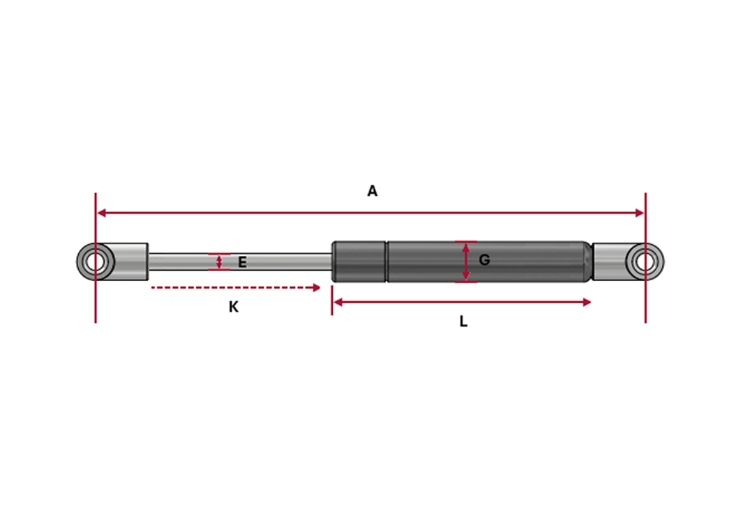 Vérin à gaz Suspa 16-6 016 03145 1250N