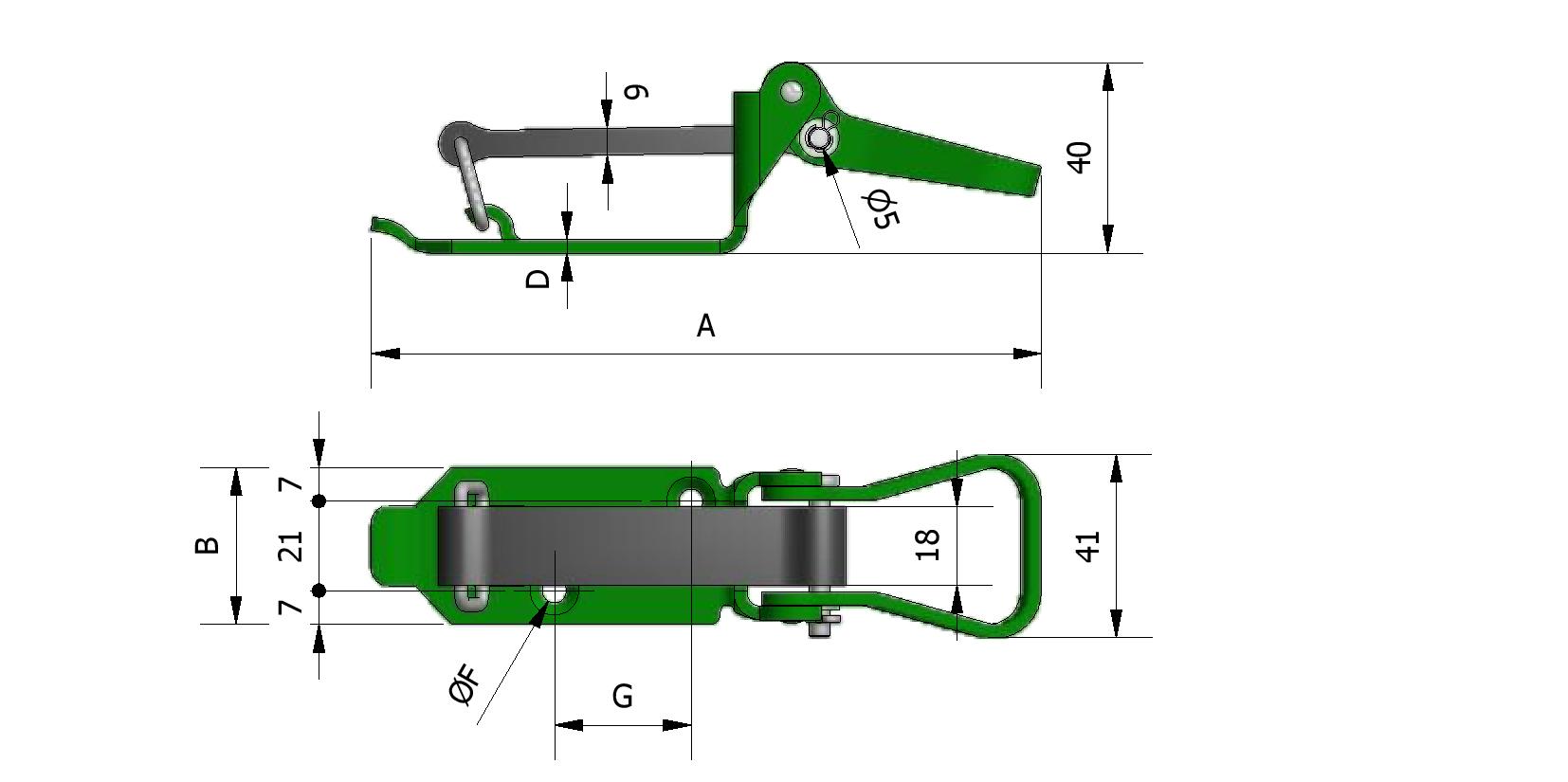 Dessin technique - Crampon de matériel, caoutchouc 73 mm avec numéro de référence 465115