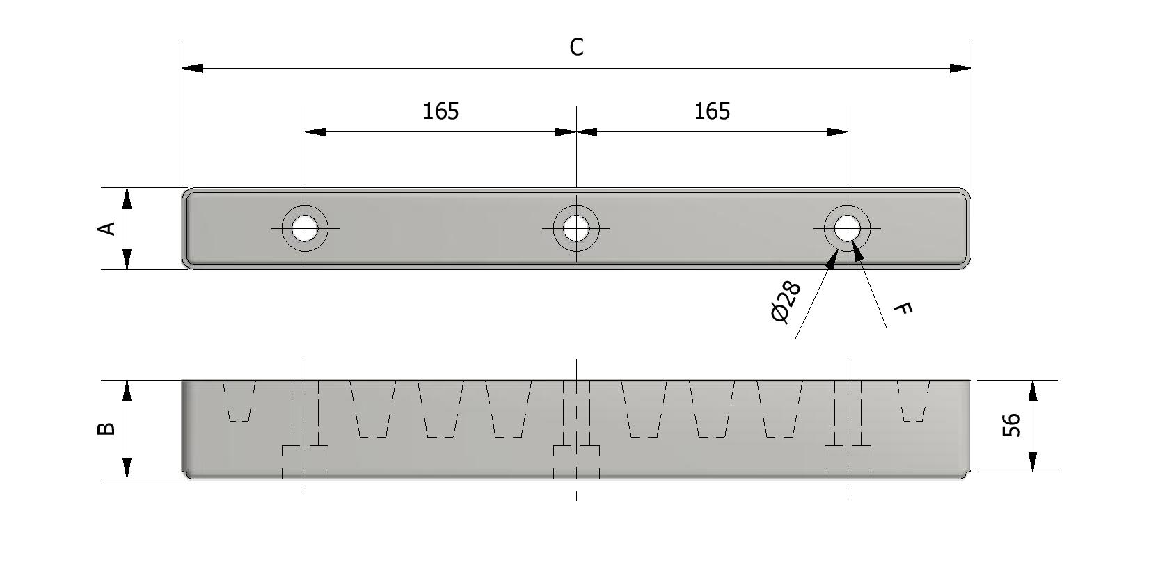 Technical image of Rubber buffer, 3 holes with reference number 250060