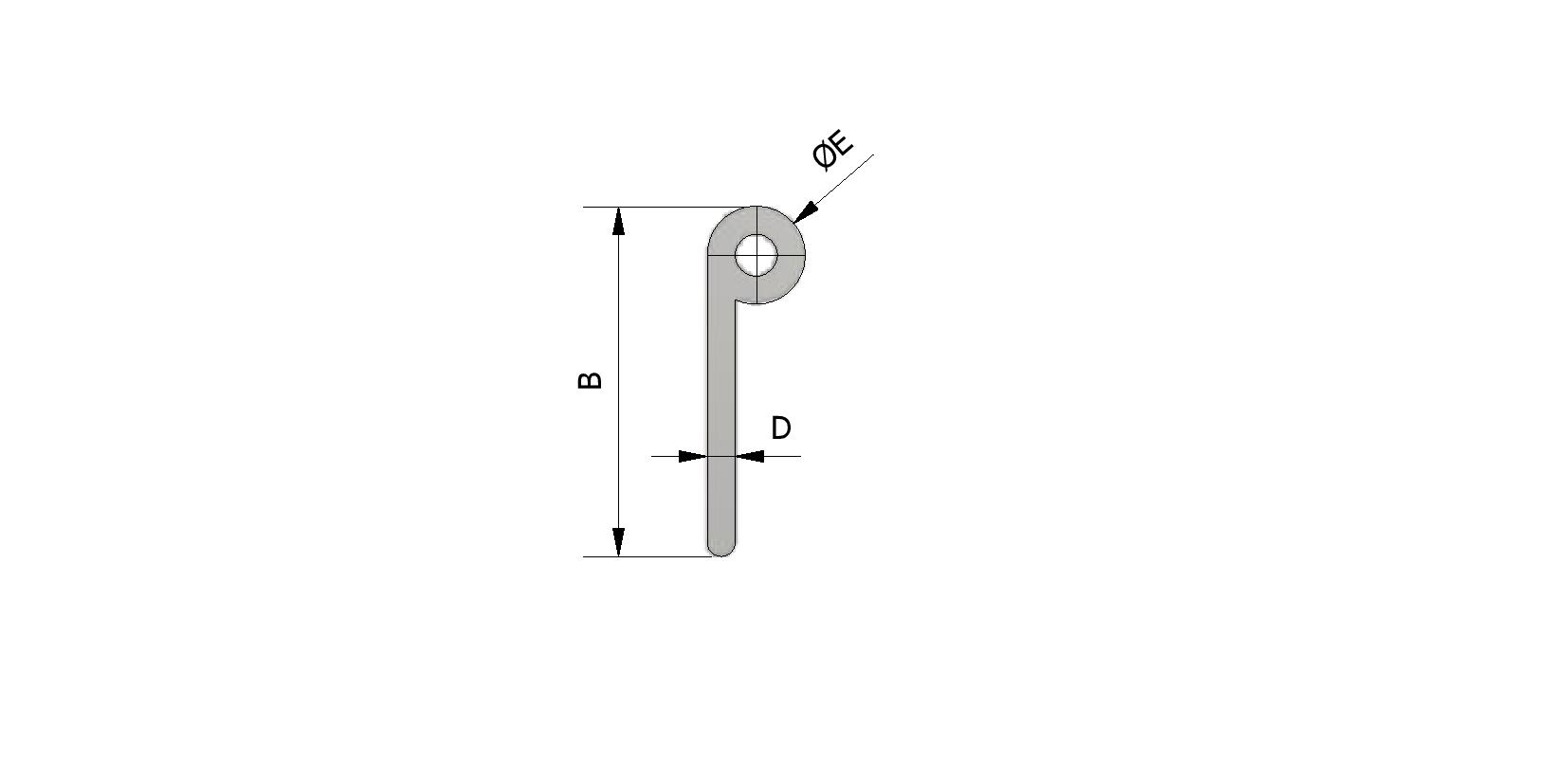 Dessin technique - Joint 'P' en caoutchouc, Ø7x27, EPDM avec numéro de référence 220405